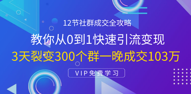 12节社群成交全攻略：从0到1快速引流变现，3天裂变300个群一晚成交103万-21资源库