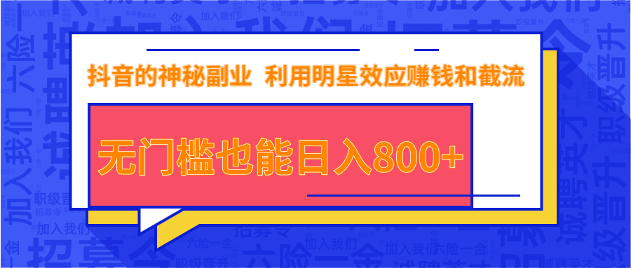 抖音上神秘副业项目，利用明星效应赚钱和截流，无门槛也能日入800+-21资源库