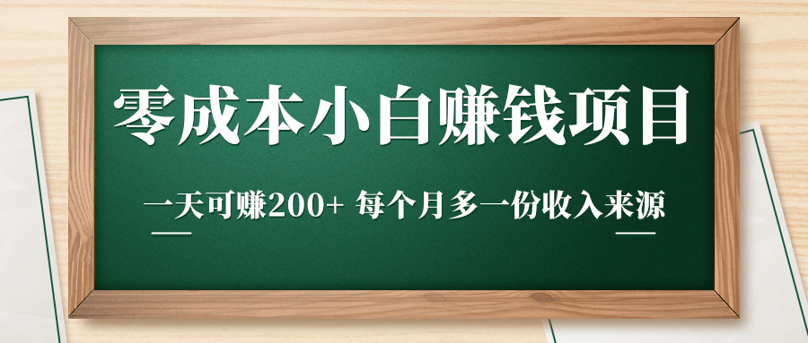 零成本小白赚钱实操项目，一天可赚200+ 每个月多一份收入来源-21资源库