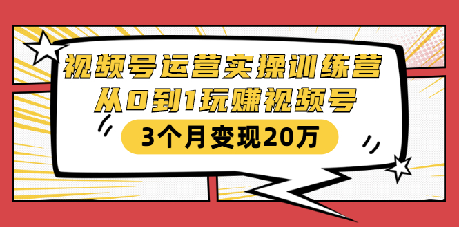 视频号运营实操训练营：从0到1玩赚视频号，3个月变现20万-21资源库
