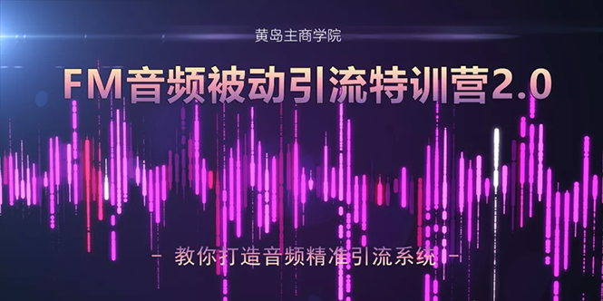 黄岛主·FM音频引流特训营2.0：独家引流模式，单账号50W+播放量，轻松变现-21资源库