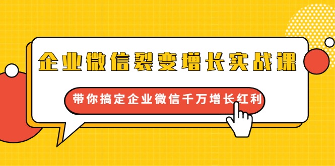 企业微信裂变增长实战课：带你搞定企业微信千万增长红利，新流量-新玩法-21资源库