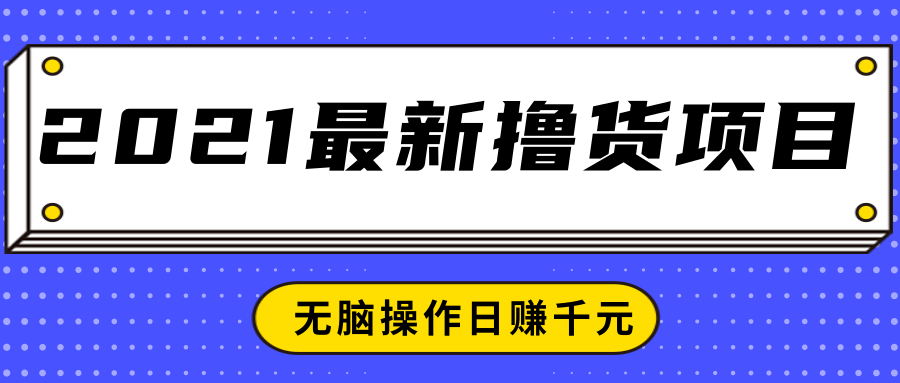 2021最新撸货项目，一部手机即可实现无脑操作轻松日赚千元-21资源库