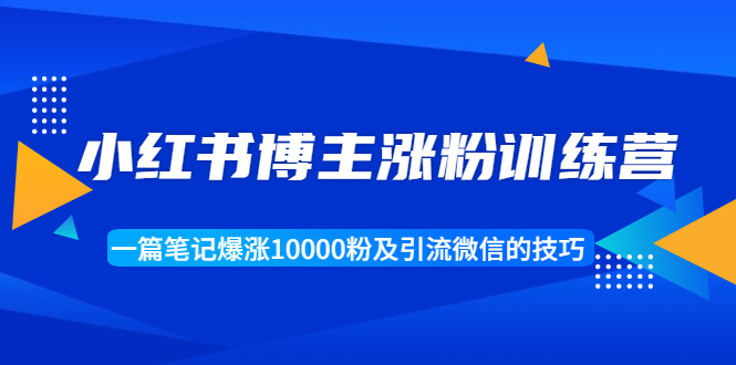 小红书博主涨粉训练营：一篇笔记爆涨10000粉及引流微信的技巧-21资源库