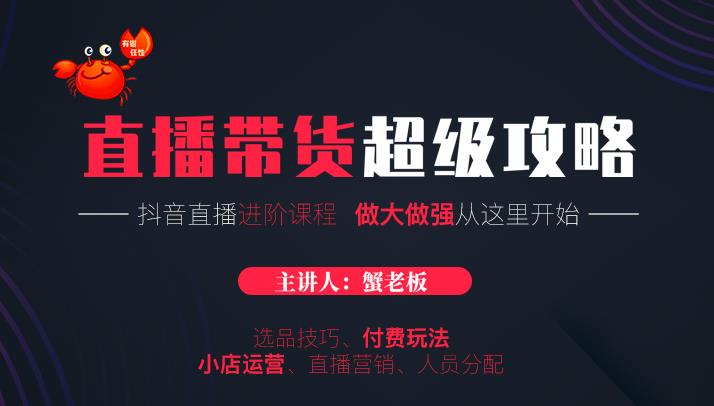 蟹老板抖音直播带货超级攻略：抖音直播带货的详细玩法，小店运营、付费投放等-21资源库
