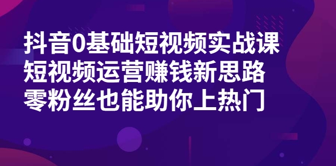 抖音0基础短视频实战课，短视频运营赚钱新思路，零粉丝也能助你上热门-21资源库