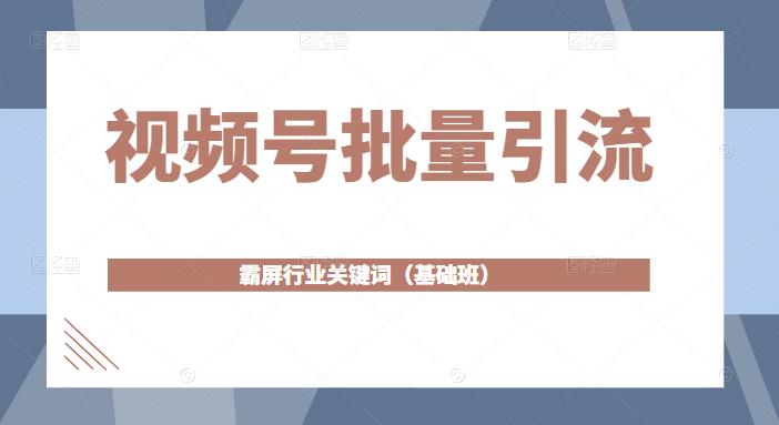 视频号批量引流，霸屏行业关键词（基础班）全面系统讲解视频号玩法-21资源库