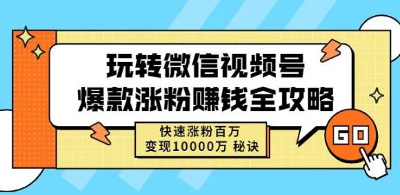 玩转微信视频号爆款涨粉赚钱全攻略，快速涨粉百万变现万元秘诀-21资源库