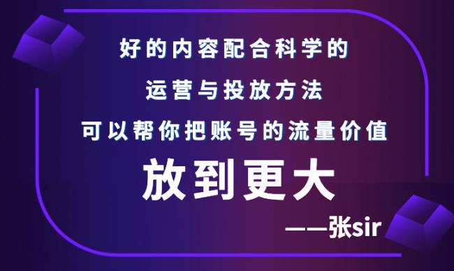 张sir账号流量增长课，告别海王流量，让你的流量更精准-21资源库