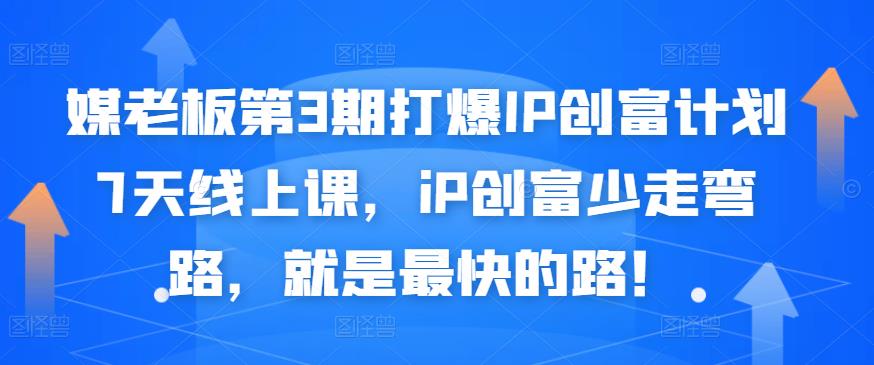 媒老板第3期打爆IP创富计划7天线上课，iP创富少走弯路，就是最快的路！-21资源库