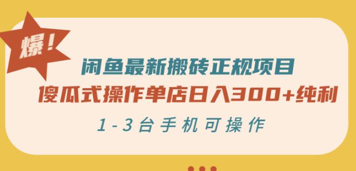 闲鱼最新搬砖正规项目：傻瓜式操作单店日入300+纯利，1-3台手机可操作-21资源库