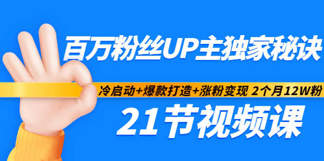 百万粉丝UP主独家秘诀：冷启动+爆款打造+涨粉变现2个月12W粉（21节视频课)-21资源库