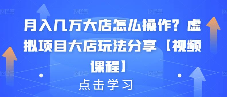 月入几万大店怎么操作？虚拟项目大店玩法分享【视频课程】-21资源库