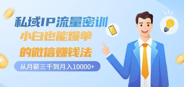 私域IP流量密训：小白也能爆单的微信赚钱法，从月薪三千到月入10000+-21资源库