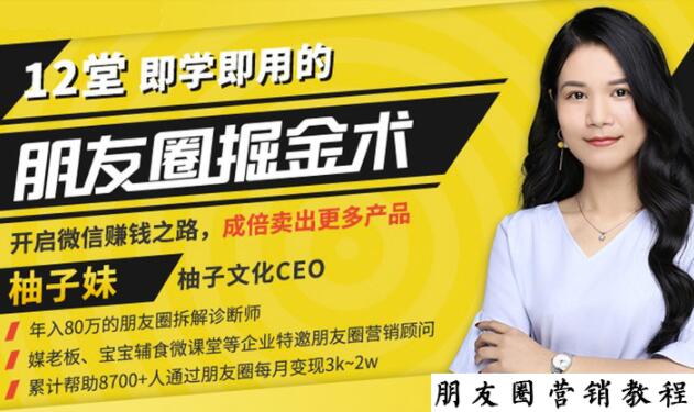 【营销必学】12堂学之即用的朋友圈掘金术：开启你的副业赚钱之路-21资源库