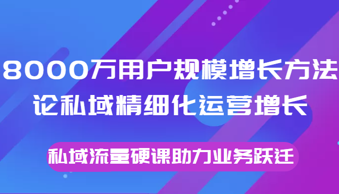 8000万用户规模增长方法论私域精细化运营增长，私域流量硬课助力业务跃迁-21资源库