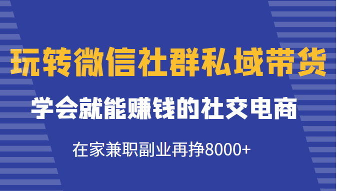 玩转微信社群私域带货，学会就能赚钱的社交电商，在家兼职副业再挣8000+-21资源库