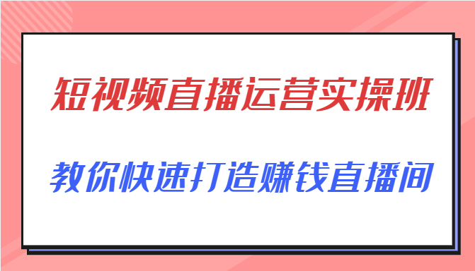 短视频直播运营实操班，直播带货精细化运营实操，教你快速打造赚钱直播间-21资源库