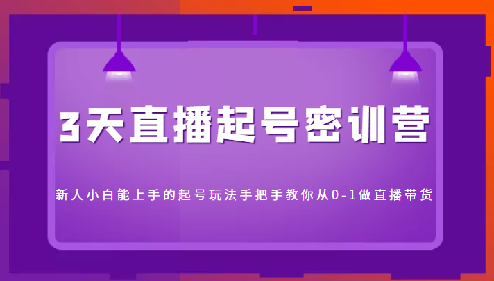 3天直播起号密训营，新人小白能上手的起号玩法，手把手教你从0-1做直播带货-21资源库