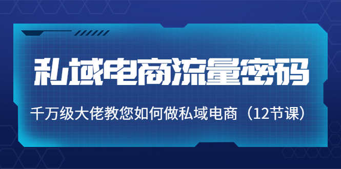 私域电商流量密码：千万级大佬教您如何做私域电商（12节课）-21资源库