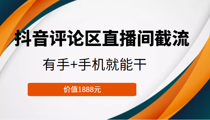 抖音评论区直播间截流，有手+手机就能干，门槛极低，模式可大量复制（价值1888元）-21资源库