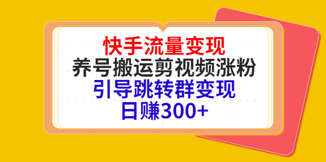 快手流量变现，养号搬运剪视频涨粉，引导跳转群变现日赚300+-21资源库