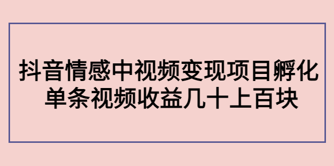 副业孵化营第5期：抖音情感中视频变现项目孵化 单条视频收益几十上百-21资源库
