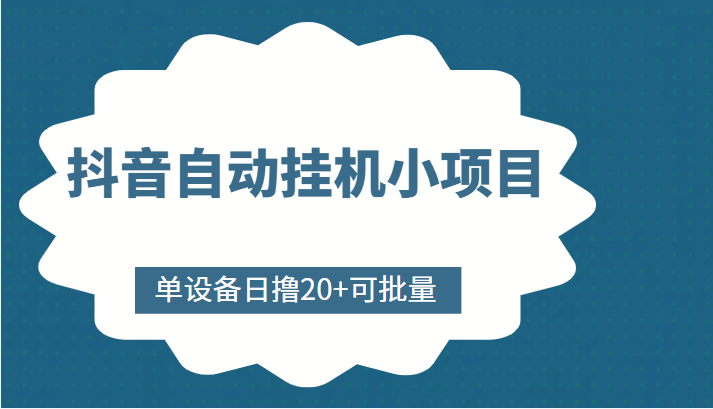 抖音自动挂机小项目，单设备日撸20+，可批量，号越多收益越大-21资源库