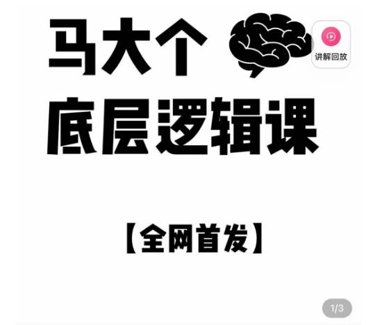 马大个·底层逻辑课，51节底层逻辑智慧课-价值1980元-21资源库