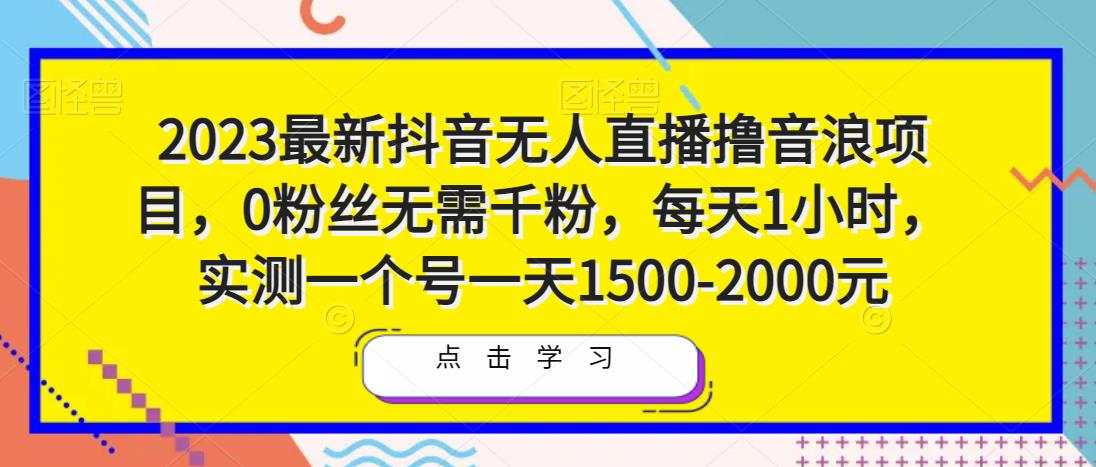 2023最新抖音无人直播撸音浪项目，0粉丝无需千粉，每天1小时，实测一个号一天1500-2000元-21资源库