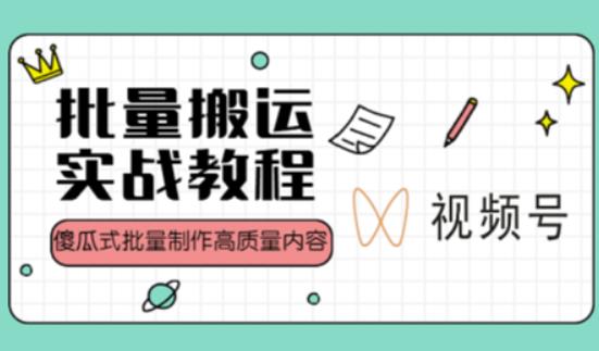 视频号批量搬运实战操作运营赚钱教程，傻瓜式批量制作高质量内容【附视频教程+PPT】-21资源库