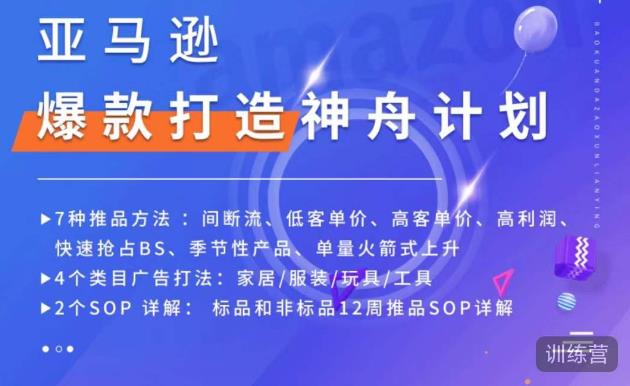 亚马逊爆款打造神舟计划，​7种推品方法，4个类目广告打法，2个SOP详解-21资源库