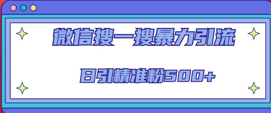 微信搜一搜引流全系列课程，日引精准粉500+（8节课）-21资源库