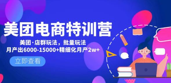 美团电商特训营：美团·店群玩法，无脑铺货月产出6000-15000+精细化月产2w+-21资源库