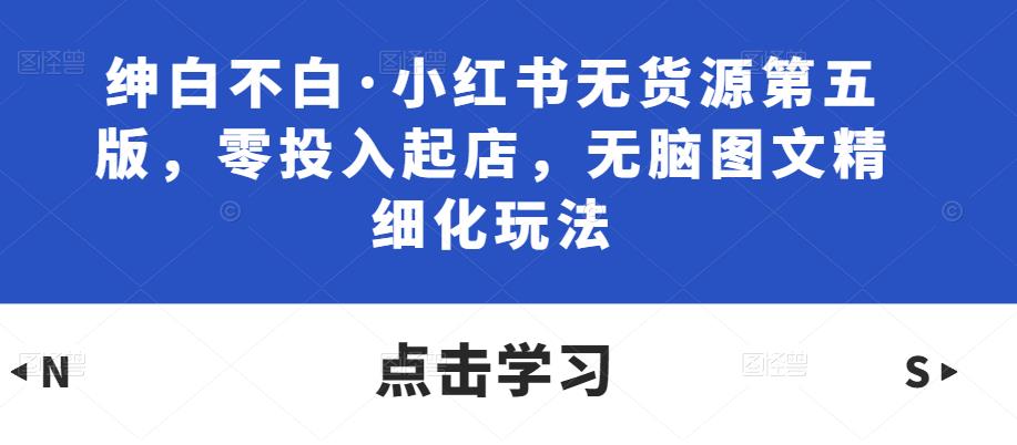 绅白不白·小红书无货源第五版，零投入起店，无脑图文精细化玩法-21资源库