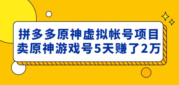 外面卖2980的拼多多原神虚拟帐号项目：卖原神游戏号5天赚了2万-21资源库