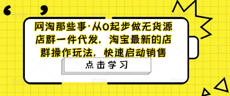 网淘那些事·从0起步做无货源店群一件代发，淘宝最新的店群操作玩法，快速启动销售-21资源库