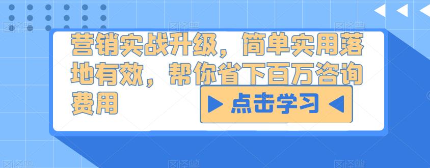 营销实战升级，简单实用落地有效，帮你省下百万咨询费用-21资源库