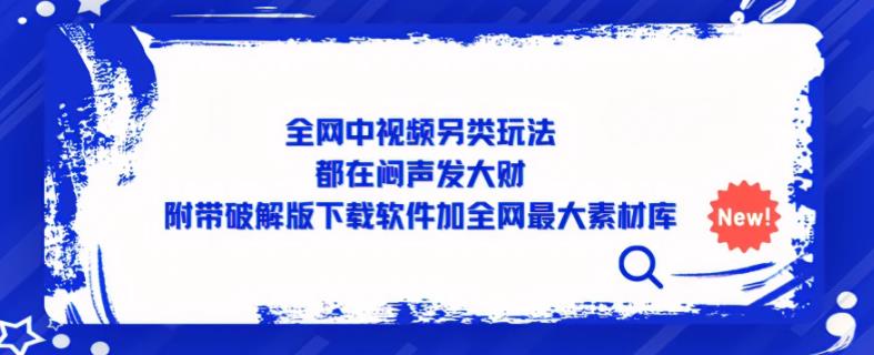 全网中视频另类玩法，都在闷声发大财，附带破解版下载软件加全网最大素材库-21资源库
