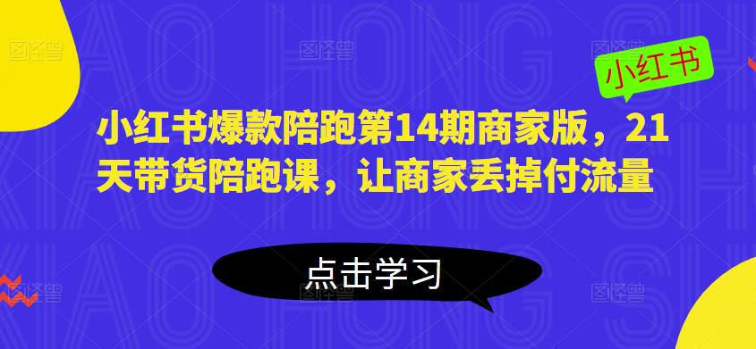 小红书爆款陪跑第14期商家版，21天带货陪跑课，让商家丢掉付流量-21资源库