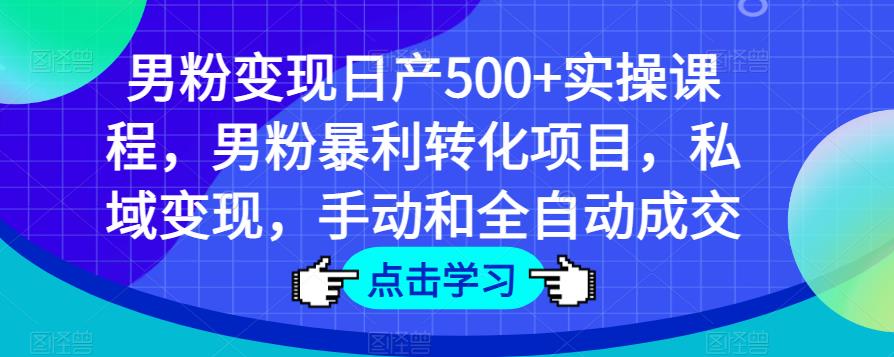 男粉变现日产500+实操课程，男粉暴利转化项目，私域变现，手动和全自动成交-21资源库