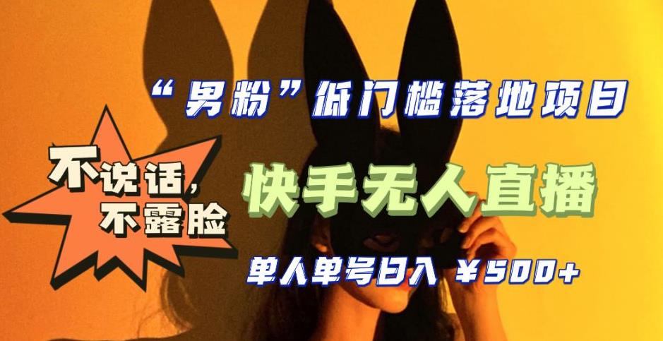 【全新升级】零基础单人单号单晚500+，不说话，不露脸，4月最新超皮实快手无人直播-21资源库