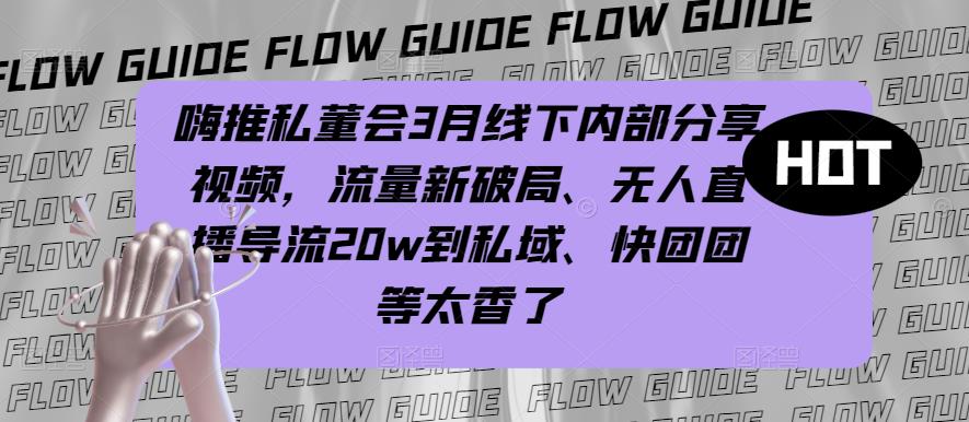嗨推私董会3月线下内部分享视频，流量新破局、无人直播导流20w到私域、快团团等太香了-21资源库