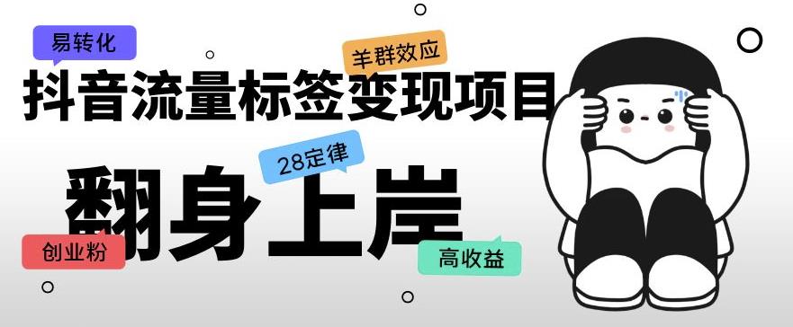抖音流量标签变现项目，抖音创业粉轻松转化，单价高收益简单-21资源库