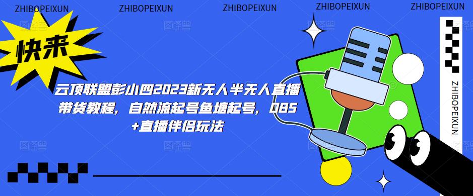 云顶联盟彭小四2023新无人半无人直播带货教程，自然流起号鱼塘起号，OBS+直播伴侣玩法-21资源库