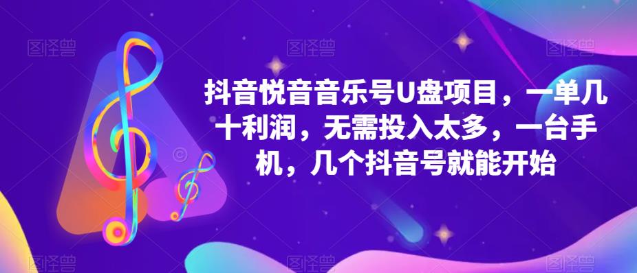 抖音音乐号U盘项目，一单几十利润，无需投入太多，一台手机，几个抖音号就能开始-21资源库