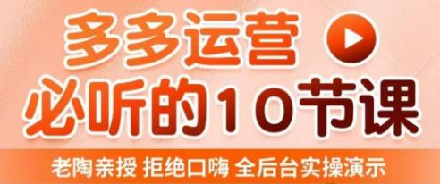 老陶电商·拼多多运营必听10节课，拒绝口嗨，全后台实操演示，花的少，赚得多，爆款更简单-21资源库