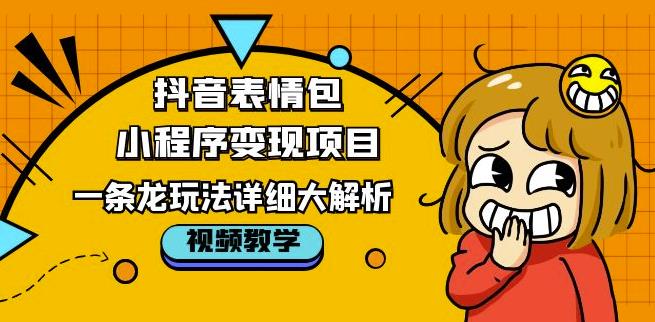 抖音表情包小程序变现项目，一条龙玩法详细大解析，视频版学习！-21资源库