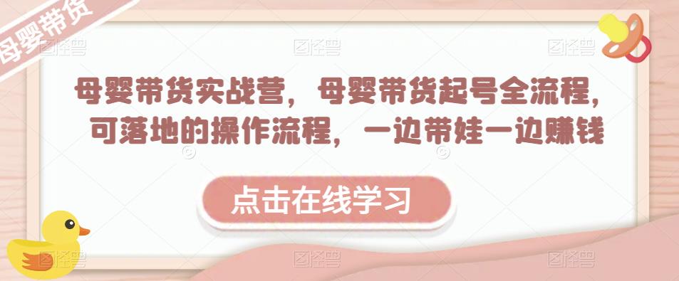 母婴带货实战营，母婴带货起号全流程，可落地的操作流程，一边带娃一边赚钱（附素材）-21资源库
