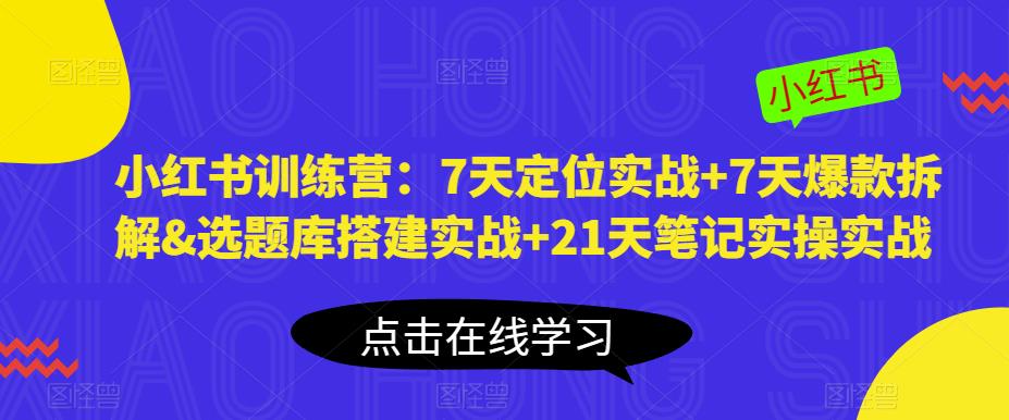 小红书训练营：7天定位实战+7天爆款拆解&选题库搭建实战+21天笔记实操实战-21资源库